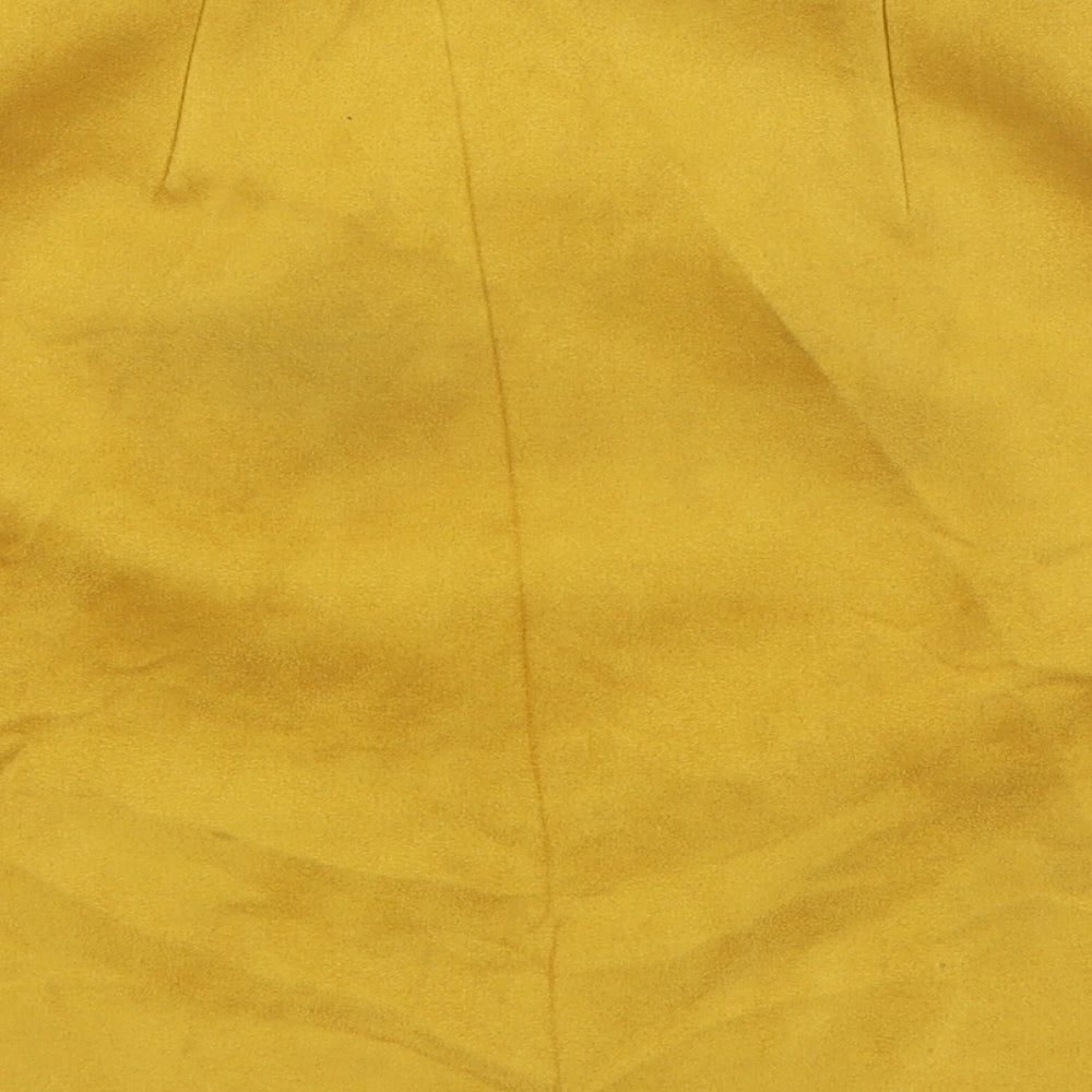 Missguided Womens Yellow  Polyester A-Line Skirt Size 4   Zip