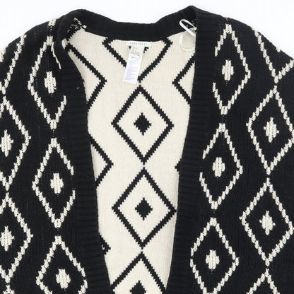 FOREVER 21 Womens Black V-Neck Geometric Cotton Cardigan Jumper Size S   - Shawl with arm holes