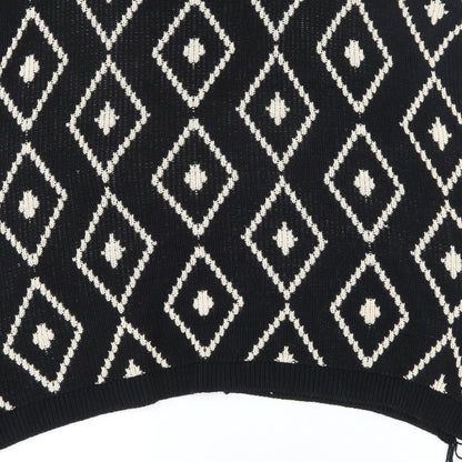 FOREVER 21 Womens Black V-Neck Geometric Cotton Cardigan Jumper Size S   - Shawl with arm holes