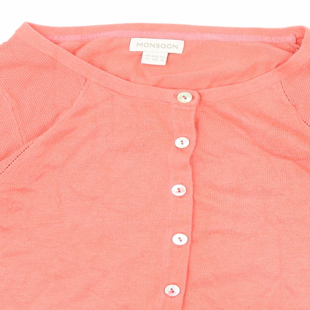 Womens UK Size 12 Monsoon Pink Cardigan Jumper