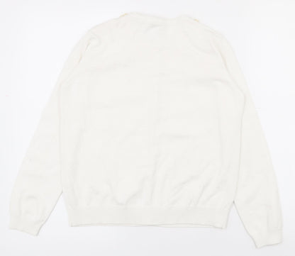Matalan Girls White Round Neck  100% Cotton Cardigan Jumper Size 13 Years  Button