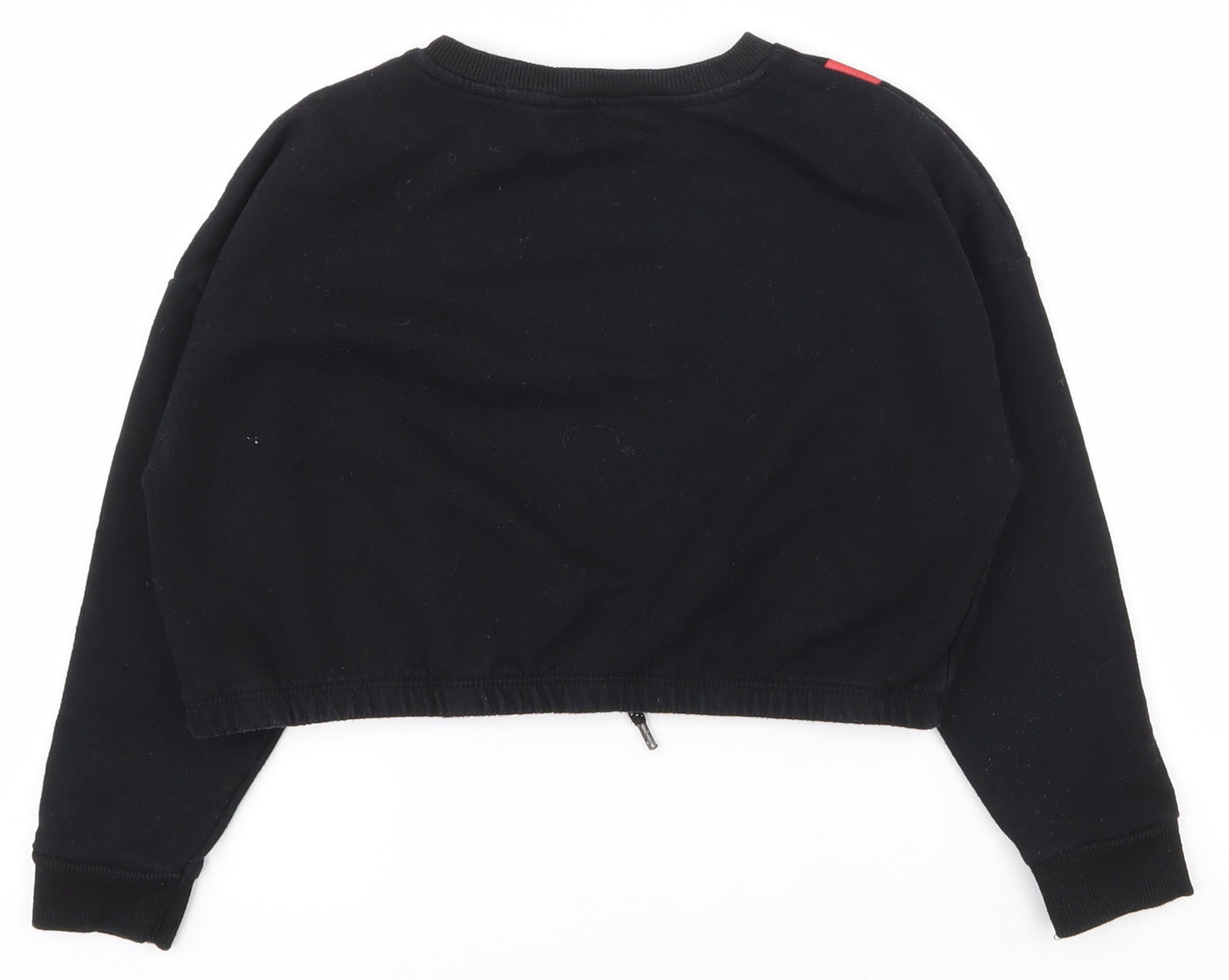 Primark Girls Black  Cotton Pullover Sweatshirt Size 8-9 Years  Pullover - Cropped, drawstring at waist