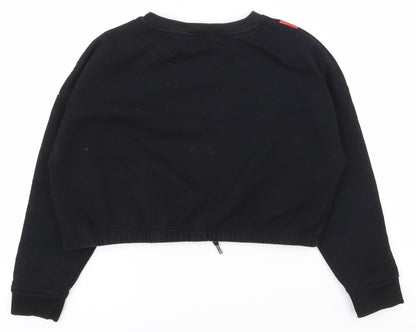 Primark Girls Black  Cotton Pullover Sweatshirt Size 8-9 Years  Pullover - Cropped, drawstring at waist