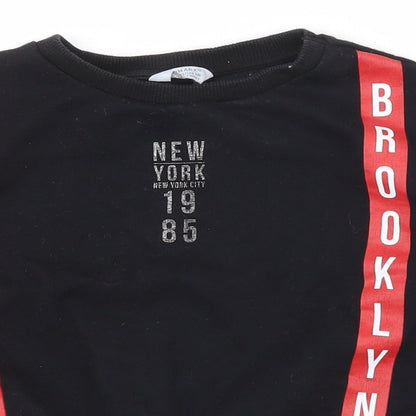Primark Girls Black  Cotton Pullover Sweatshirt Size 8-9 Years  Pullover - Cropped, drawstring at waist