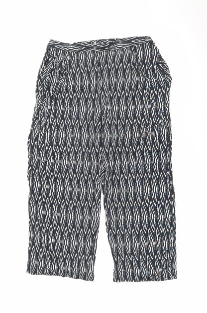 TU Womens Black Geometric Viscose Trousers  Size 8 L23 in Regular