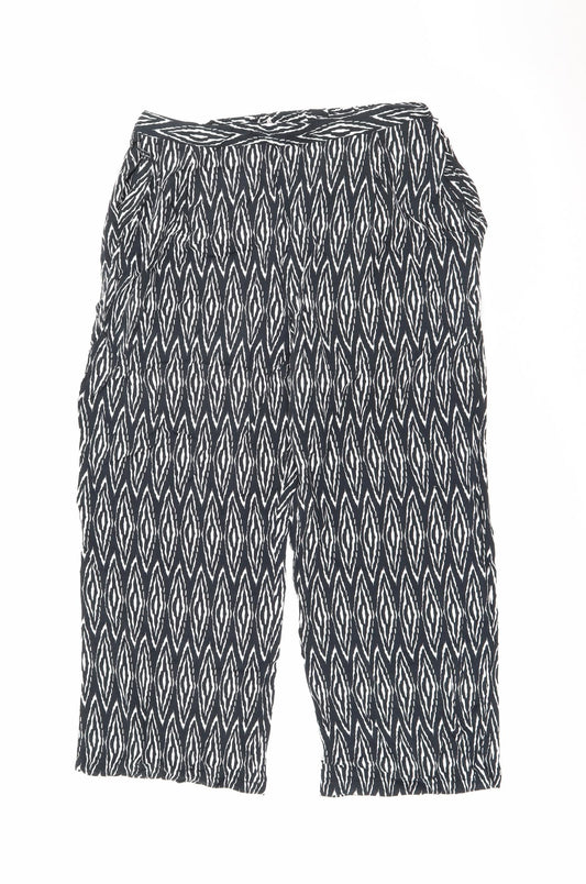 TU Womens Black Geometric Viscose Trousers  Size 8 L23 in Regular