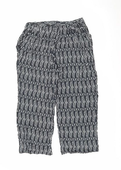 TU Womens Black Geometric Viscose Trousers  Size 8 L23 in Regular