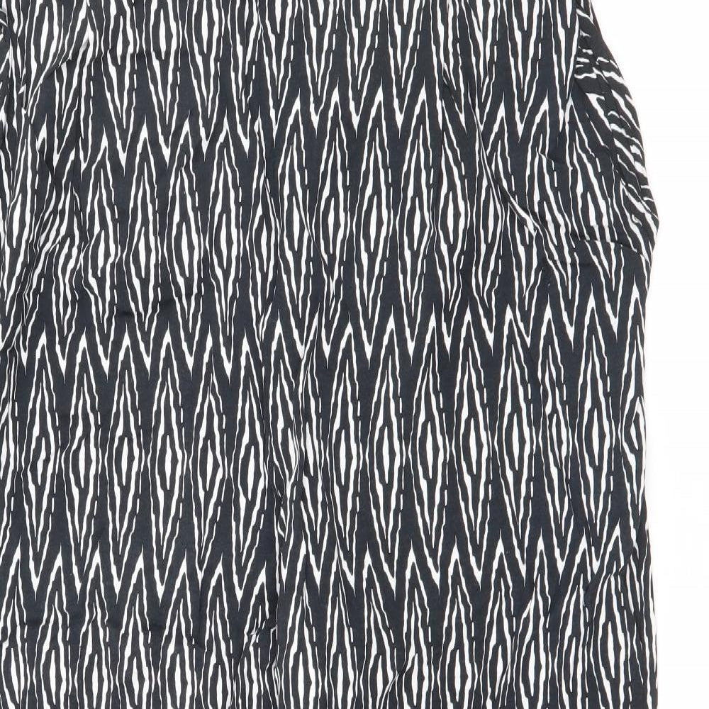 TU Womens Black Geometric Viscose Trousers  Size 8 L23 in Regular