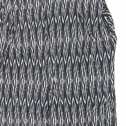 TU Womens Black Geometric Viscose Trousers  Size 8 L23 in Regular