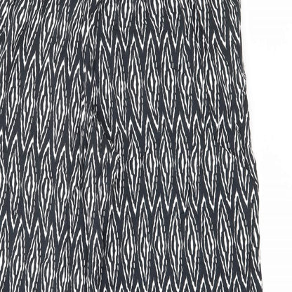 TU Womens Black Geometric Viscose Trousers  Size 8 L23 in Regular