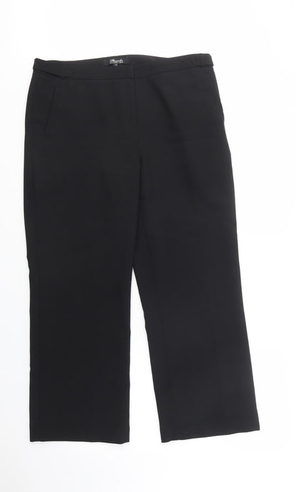 Womens UK Size 16 Peacocks Regular Fit Dress Pants Black Trousers