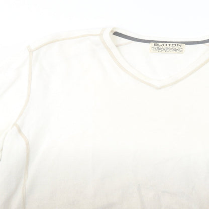 Burton Mens Beige V-Neck  Cotton Pullover Jumper Size L