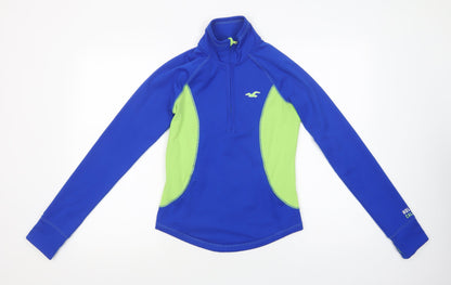 Hollister Womens Blue Colourblock Polyester Pullover Sweatshirt Size S  Zip