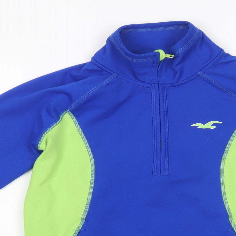Hollister Womens Blue Colourblock Polyester Pullover Sweatshirt Size S  Zip