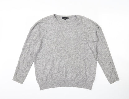 F&F Womens Grey Round Neck  Viscose Pullover Jumper Size 8