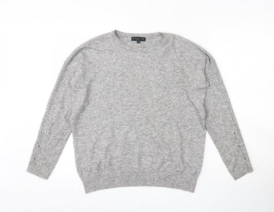 F&F Womens Grey Round Neck  Viscose Pullover Jumper Size 8