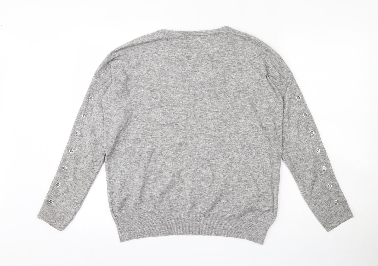 F&F Womens Grey Round Neck  Viscose Pullover Jumper Size 8