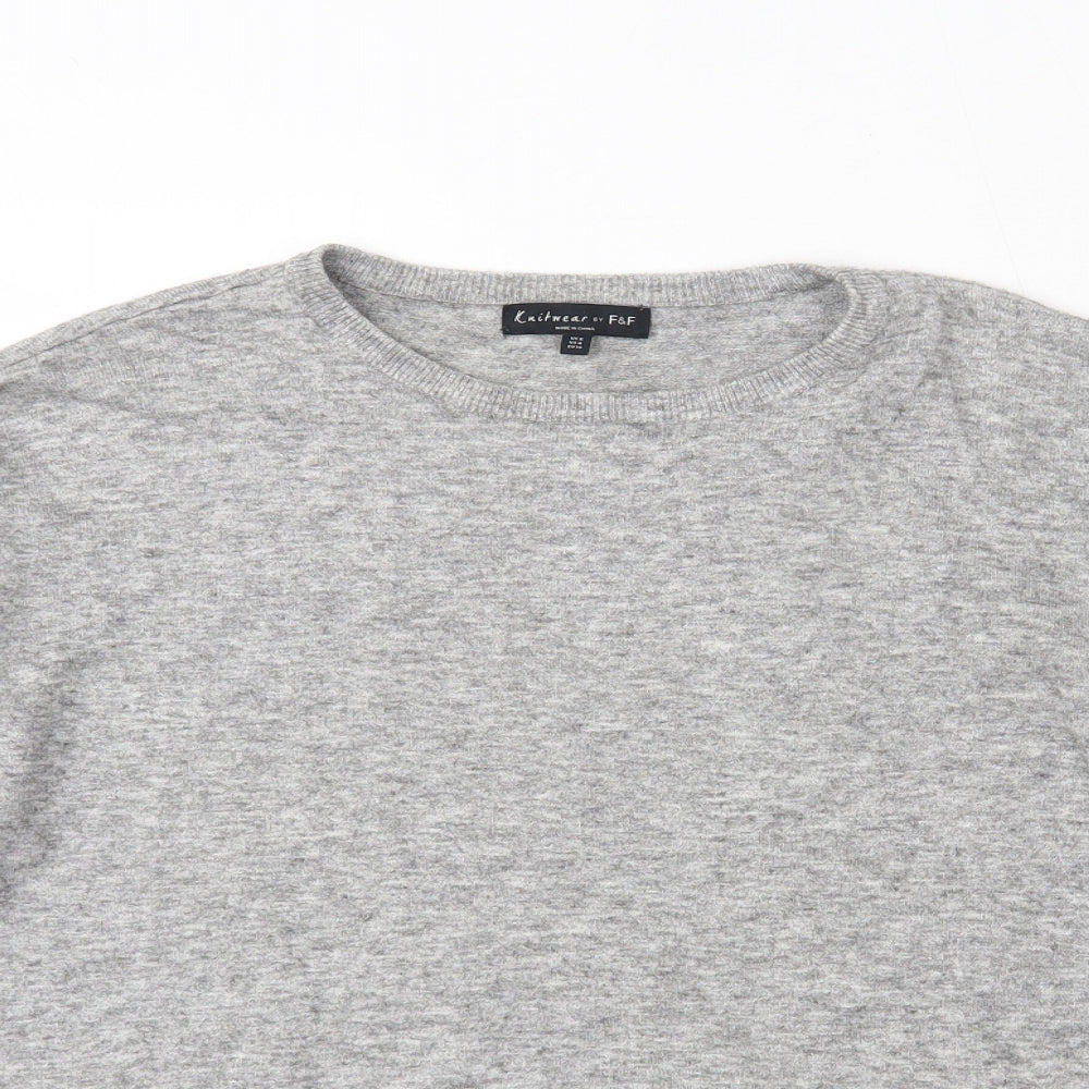 F&F Womens Grey Round Neck  Viscose Pullover Jumper Size 8