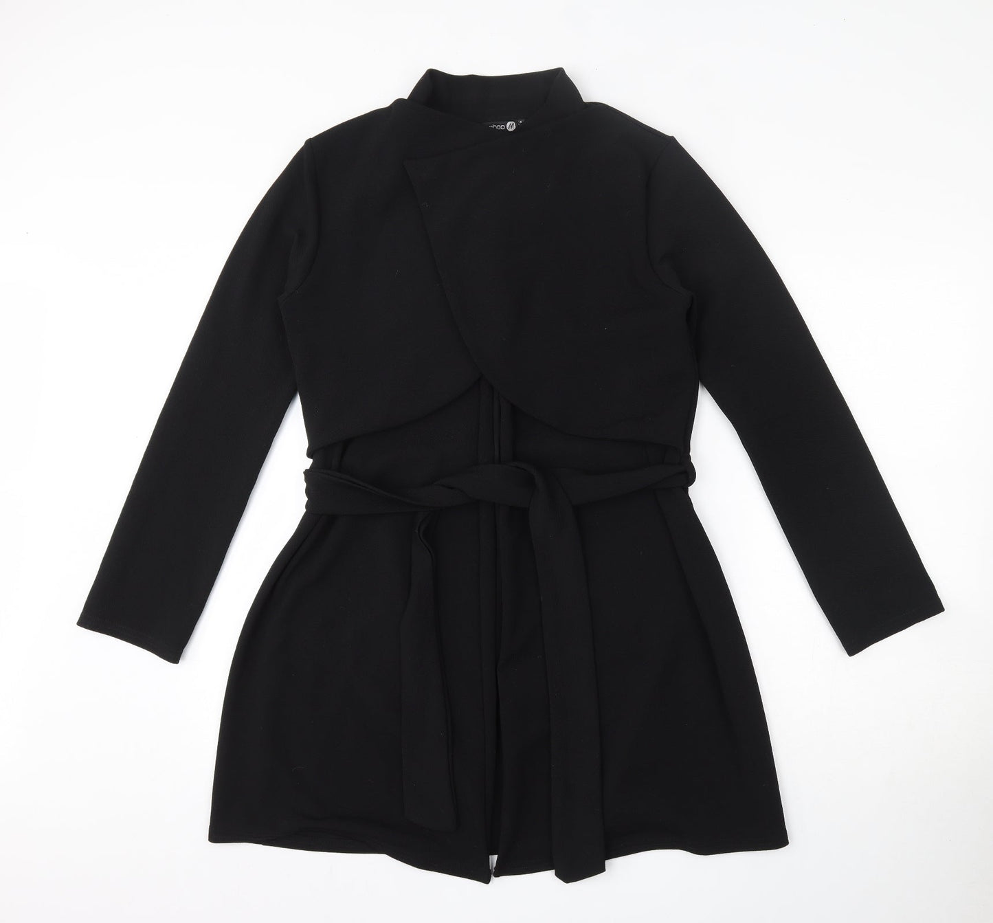 Boohoo Womens Black  Polyester Cardigan Sweatshirt Size 12  Tie