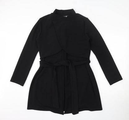 Boohoo Womens Black  Polyester Cardigan Sweatshirt Size 12  Tie