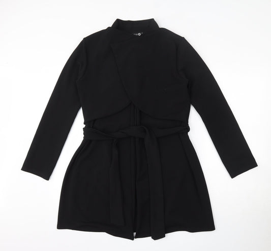 Boohoo Womens Black  Polyester Cardigan Sweatshirt Size 12  Tie