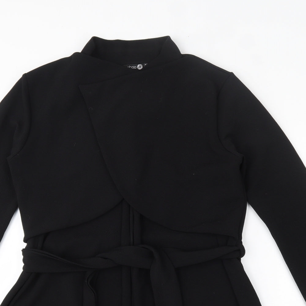 Boohoo Womens Black  Polyester Cardigan Sweatshirt Size 12  Tie