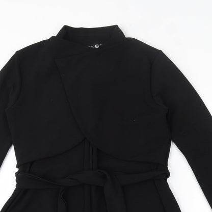 Boohoo Womens Black  Polyester Cardigan Sweatshirt Size 12  Tie