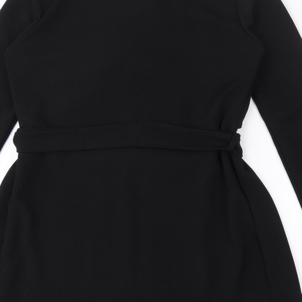 Boohoo Womens Black  Polyester Cardigan Sweatshirt Size 12  Tie