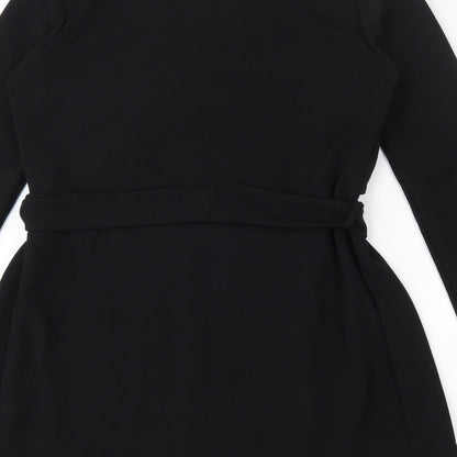 Boohoo Womens Black  Polyester Cardigan Sweatshirt Size 12  Tie