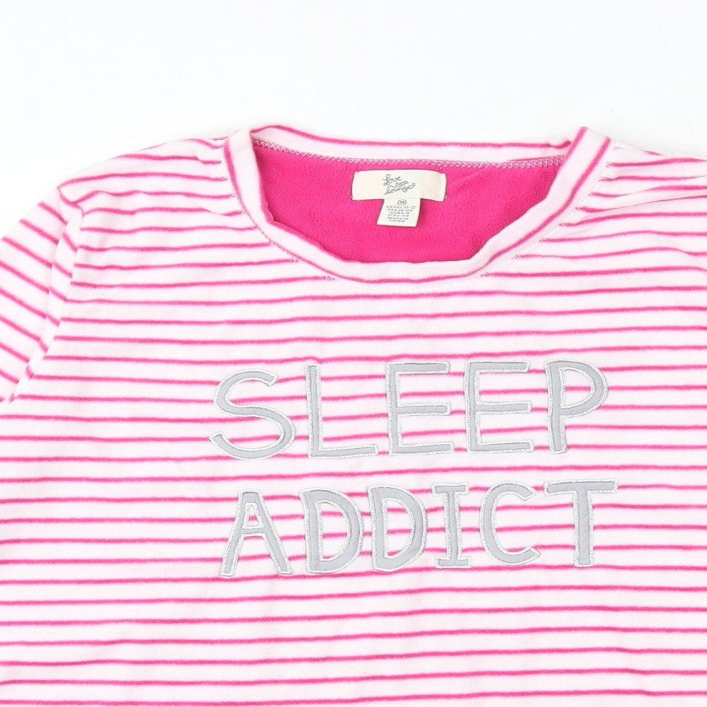 Close-up detail of Primark women’s white striped polyester top pyjama top, size M
