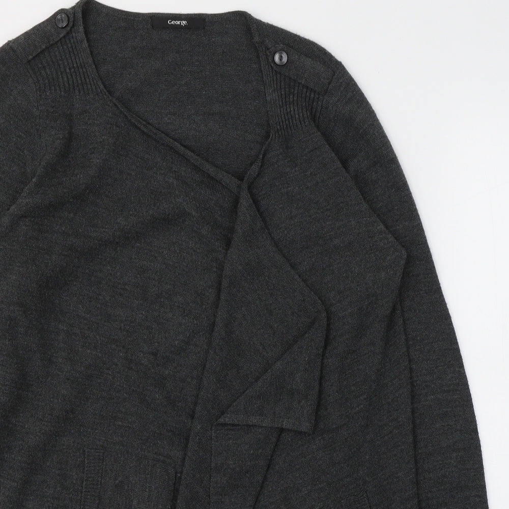 George Womens Grey V-Neck  Acrylic Pullover Jumper Size 12