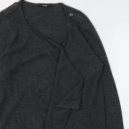 George Womens Grey V-Neck  Acrylic Pullover Jumper Size 12