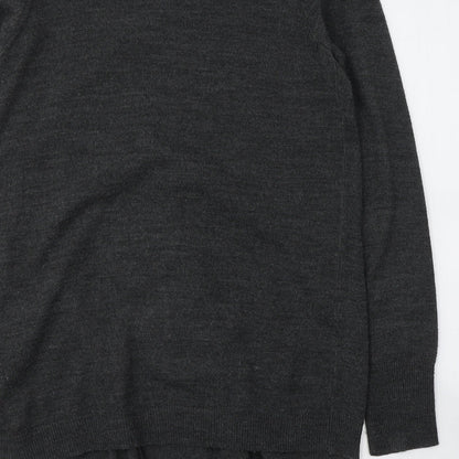 George Womens Grey V-Neck  Acrylic Pullover Jumper Size 12