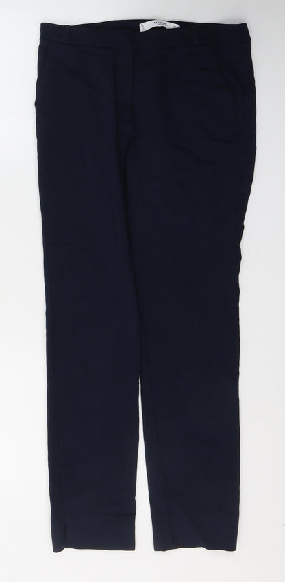 Mango Womens Blue  Polyester Cropped Trousers Size 10 L26 in Regular Button