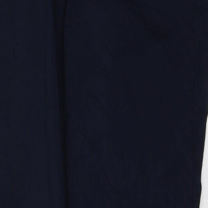 Mango Womens Blue  Polyester Cropped Trousers Size 10 L26 in Regular Button