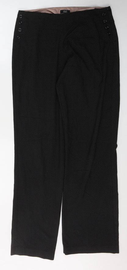 F&F Womens Black Polka Dot Polyester Trousers  Size 10 L31 in Regular Zip