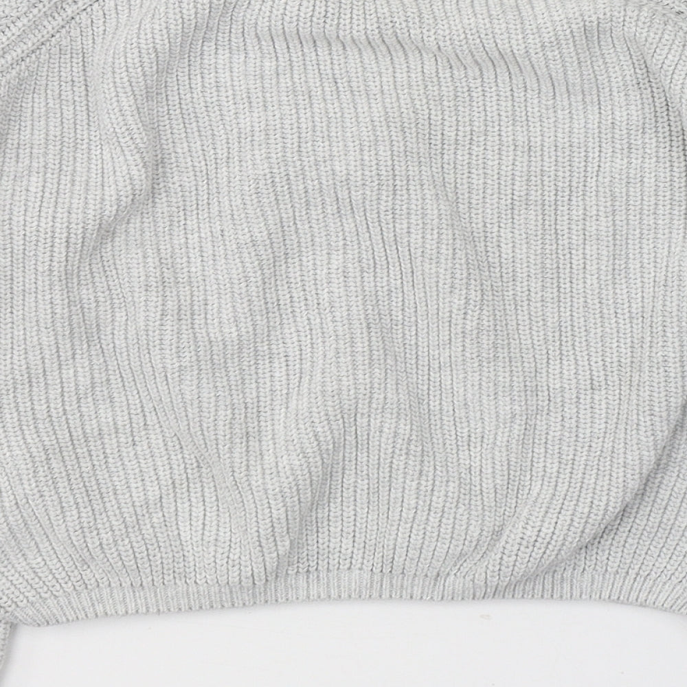 Subdued Womens Grey V-Neck  Cotton Pullover Jumper Size S   - Tie Up Neck