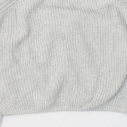 Subdued Womens Grey V-Neck  Cotton Pullover Jumper Size S   - Tie Up Neck