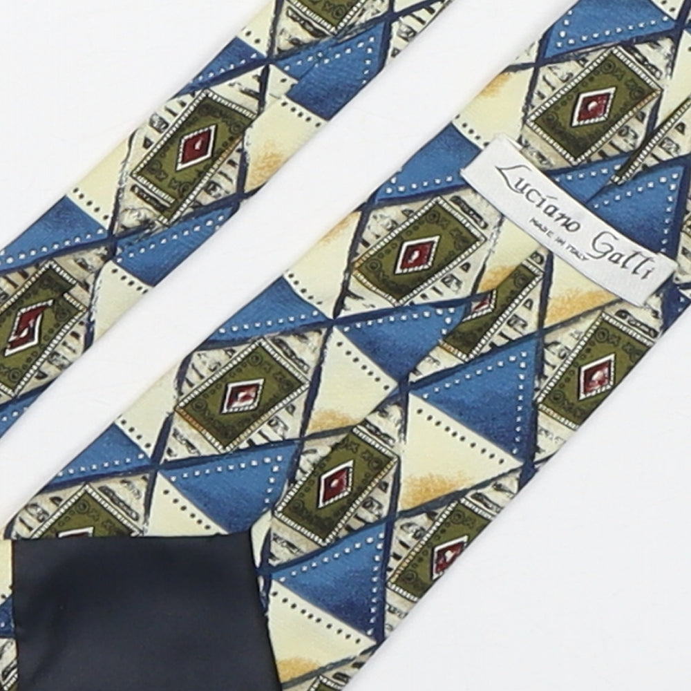Luciano Gatti Mens Multicoloured Geometric Polyester Pointed Tie One Size