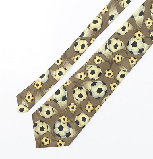 Rene Chagal Mens Multicoloured Geometric Silk Pointed Tie One Size - Football