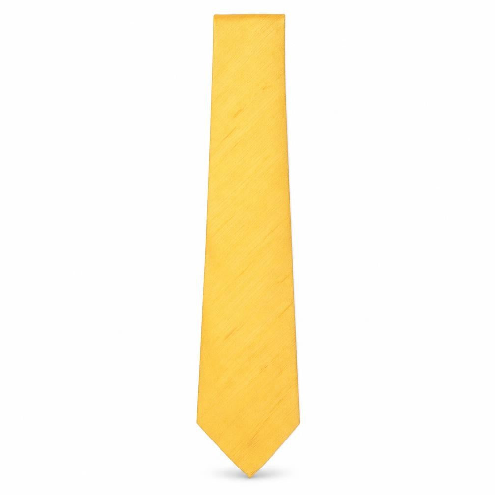 Front view of Daniel Lazaro Figuerdo men’s gold striped silk pointed tie one size