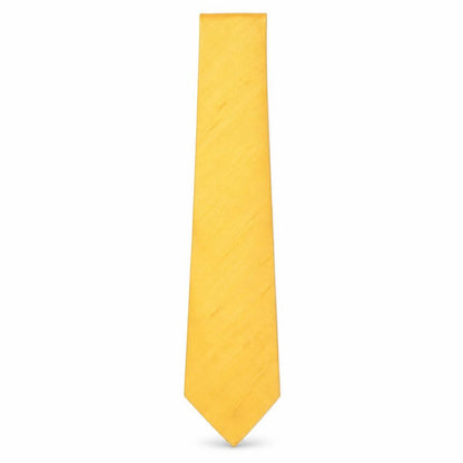 Front view of Daniel Lazaro Figuerdo men’s gold striped silk pointed tie one size