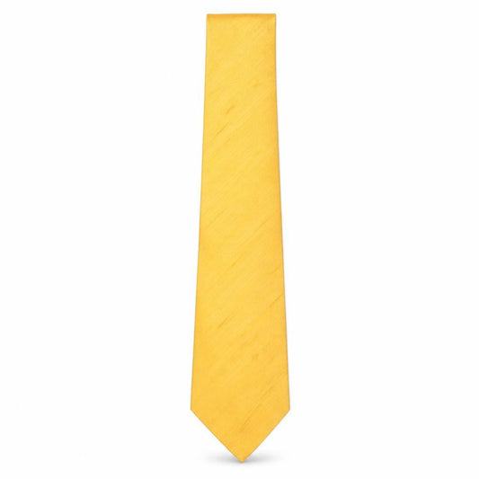 Front view of Daniel Lazaro Figuerdo men’s gold striped silk pointed tie one size