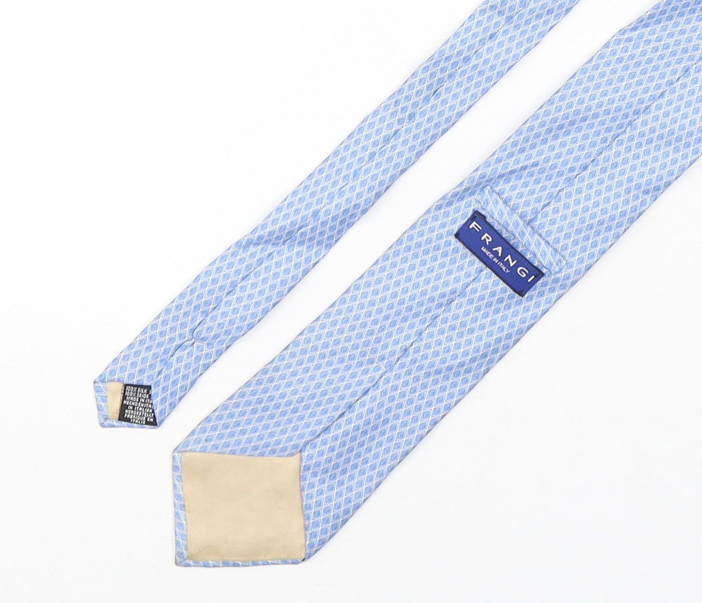 Mens Frangi Blue Geometric  Pointed Tie