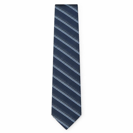 Front view of Preworn men’s blue striped silk pointed tie one size