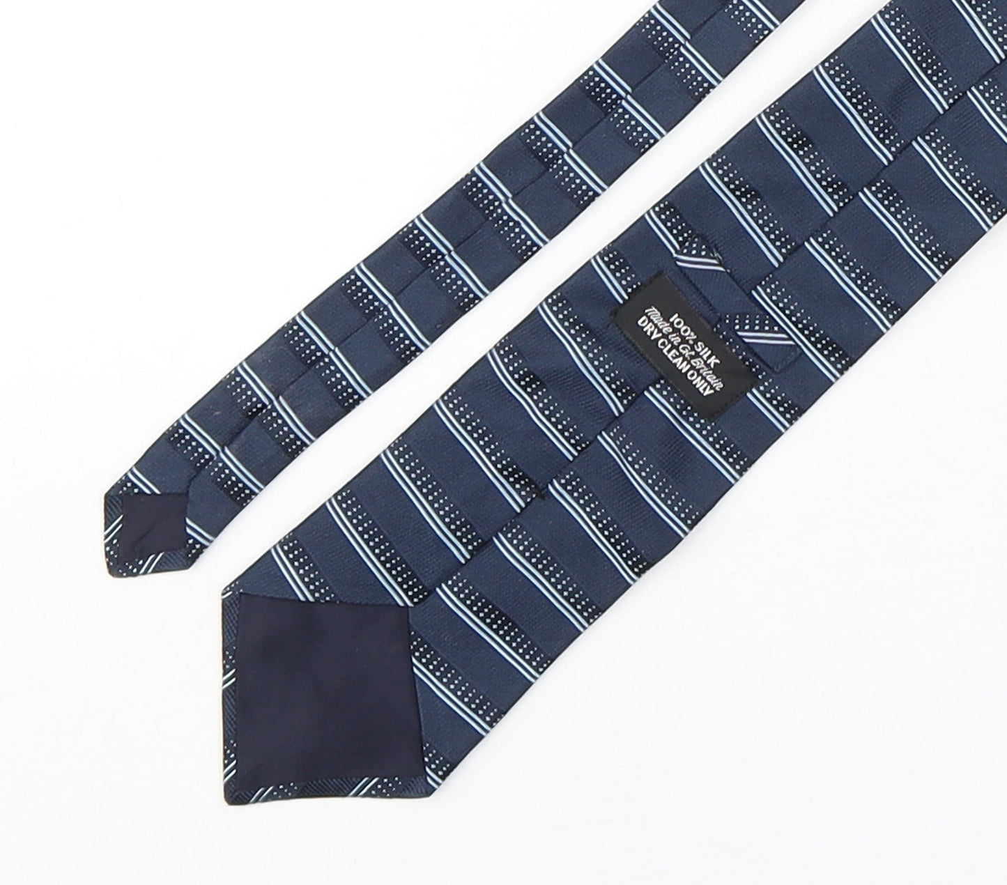 Preworn Mens Blue Striped Silk Pointed Tie One Size