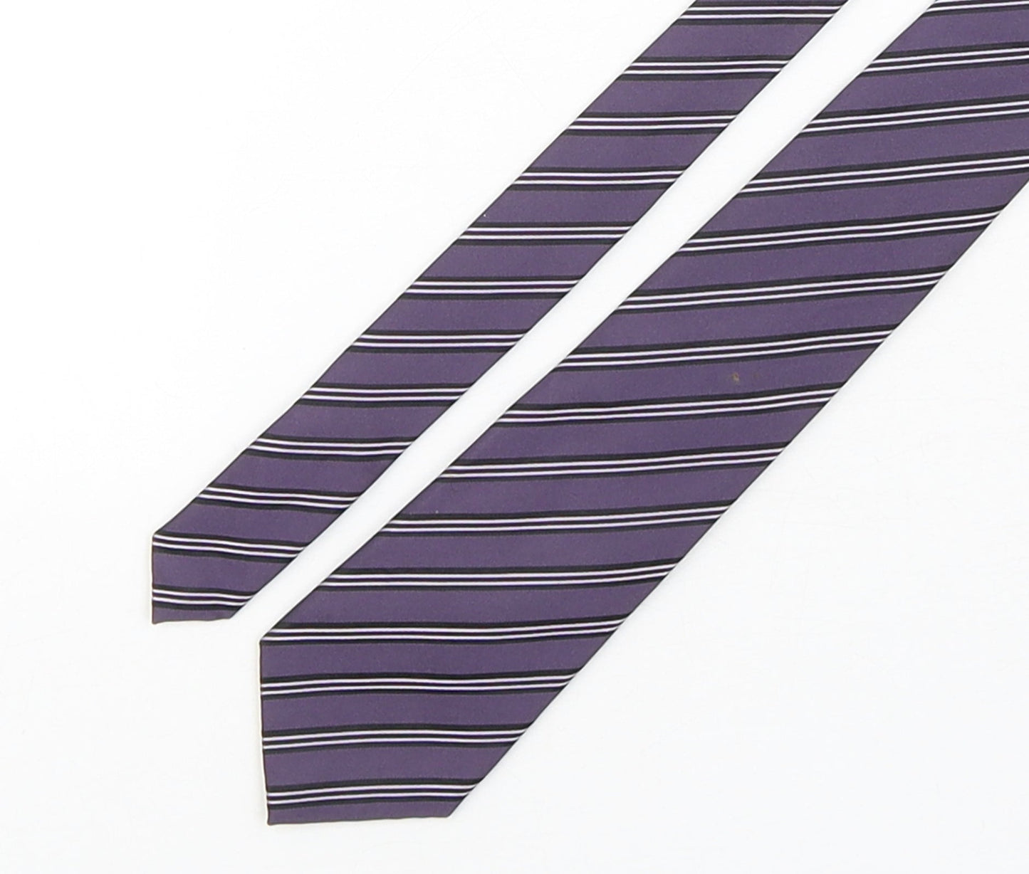 Autograph Mens Purple Striped Silk Pointed Tie One Size