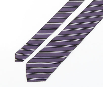 Autograph Mens Purple Striped Silk Pointed Tie One Size