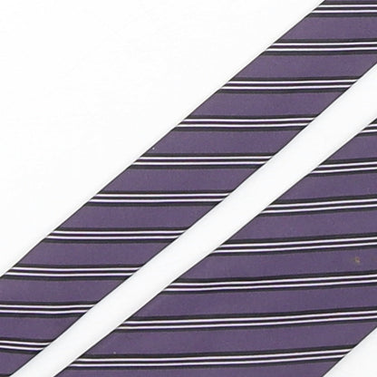 Autograph Mens Purple Striped Silk Pointed Tie One Size