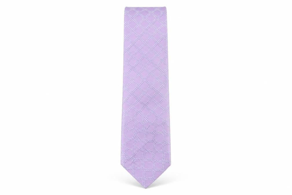 Front view of Michelsons men’s purple plaids & checks silk pointed tie one size